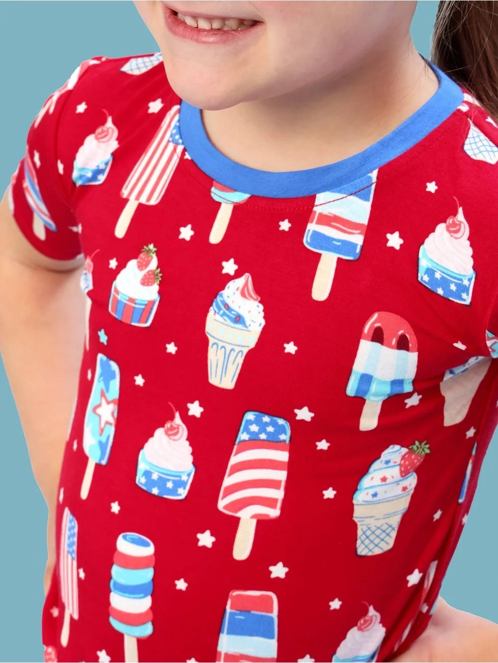 Rufflebutts Softsnooze Kids Red Ice Cream & Popsicle Bamboo Pajama Set 3T